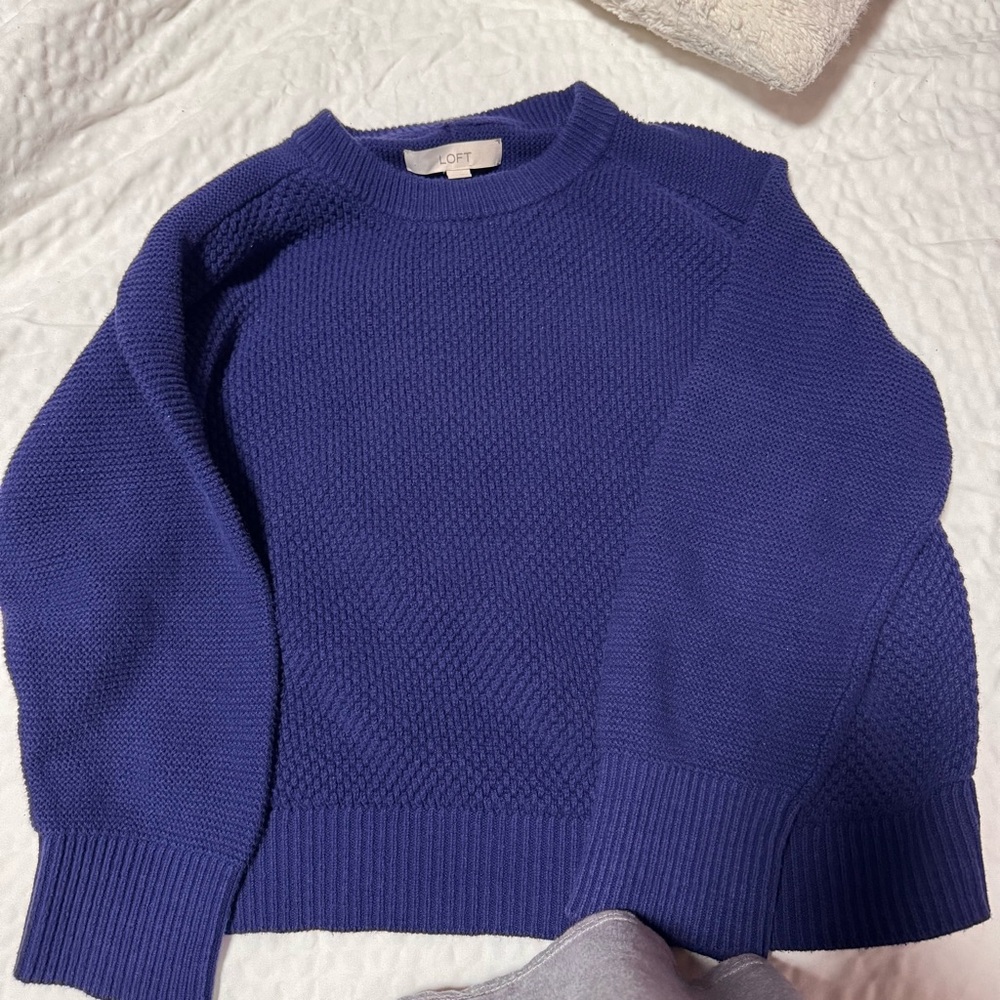LOFT Deep Blue Crewneck Sweater